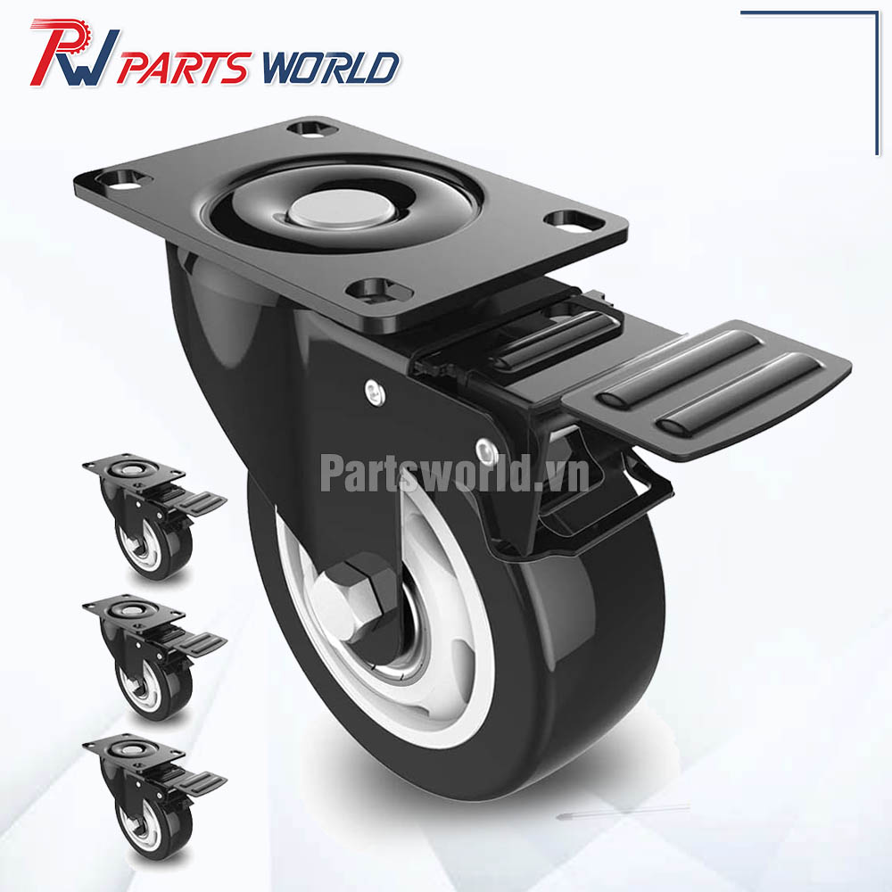 Bánh xe Mini chịu lực 6 Bánh xe nhỏ chịu lực có phanh