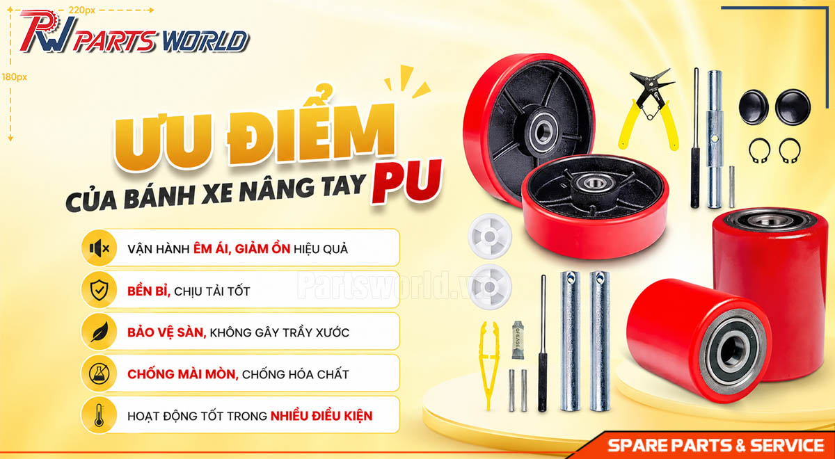 Ưu điểm của bánh xe nâng tay PU