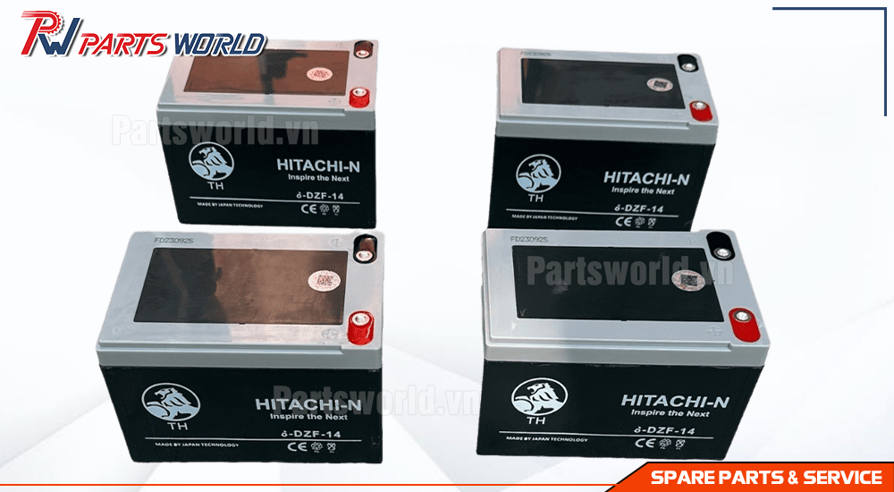 Bình ắc quy xe đạp điện Hitachi 23 Bộ 4 bình ắc quy xe đạp điện Hitachi