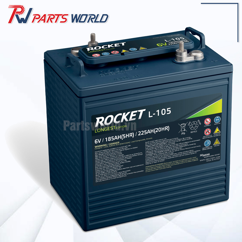 Bình Ắc quy Rocket L 105 3 Bình Ắc quy Rocket L 105 chính hãng