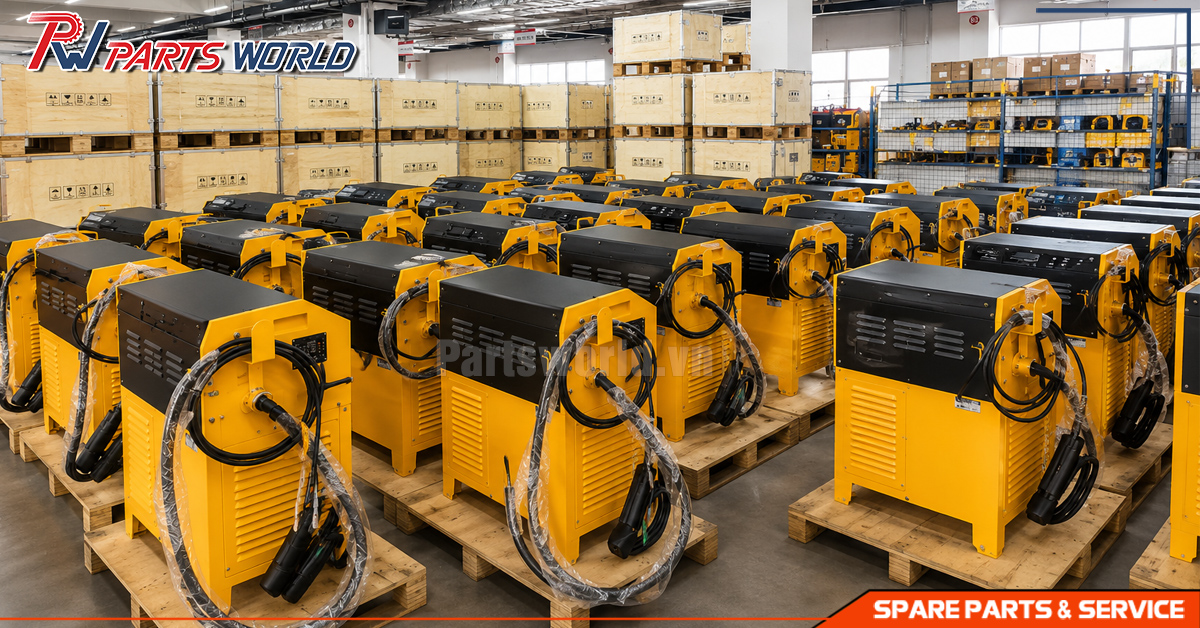 Kho bộ sạc xe nâng điện Partlsworld