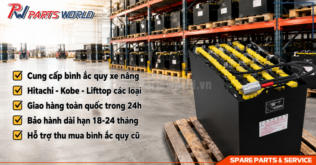 Ưu đãi của Partsworld khi mua ắc quy xe nâng Hitachi