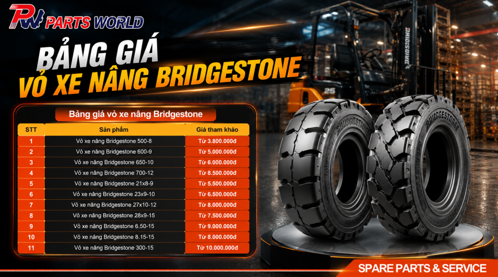 Vỏ xe nâng Bridgestone 27 Giá lốp xe nâng Bridgestone