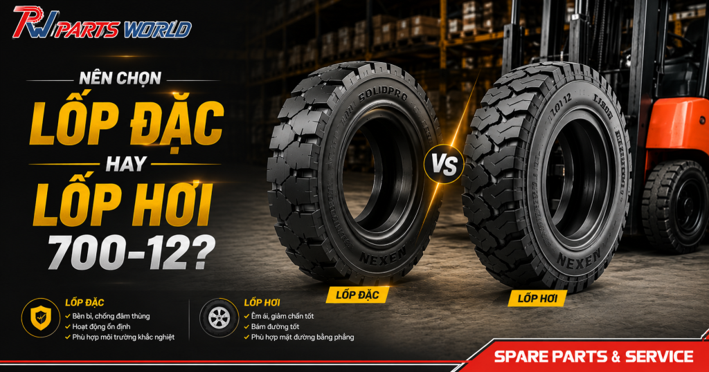 Nên chọn lốp đặc hay lốp hơi xe nâng 700-12