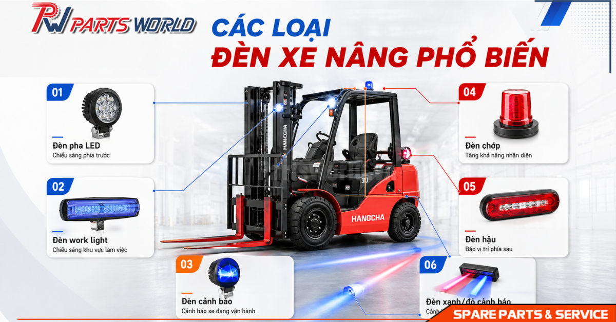 Đèn xe nâng 16 Các loại đèn xe nâng phổ biến