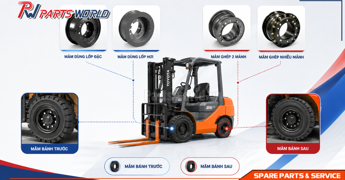 Các loại mâm xe nâng phổ biến