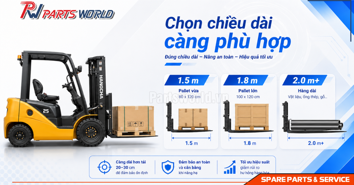 Cách chọn càng dài xe nâng phù hợp