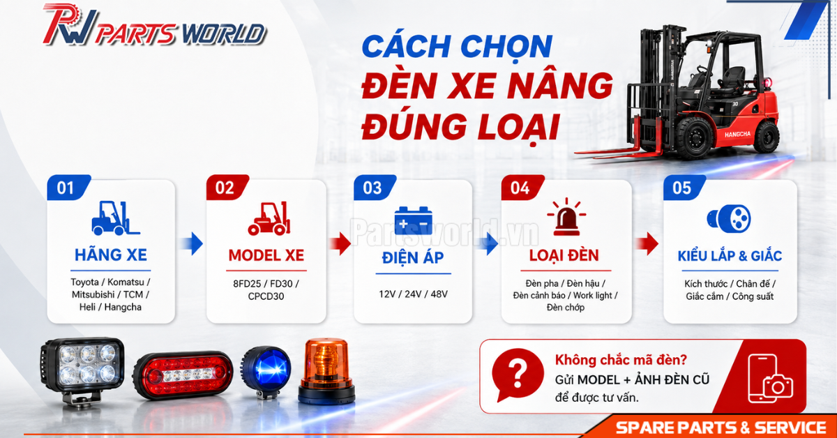 Đèn xe nâng 18 Cách chọn đèn xe nâng đúng loại