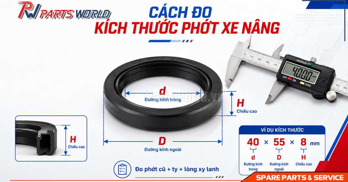 Cách đo kích thước phớt xe nâng