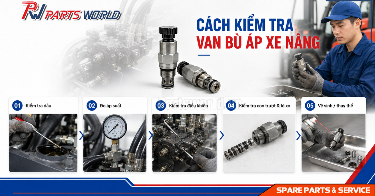 Cách kiểm tra van bù áp xe nâng