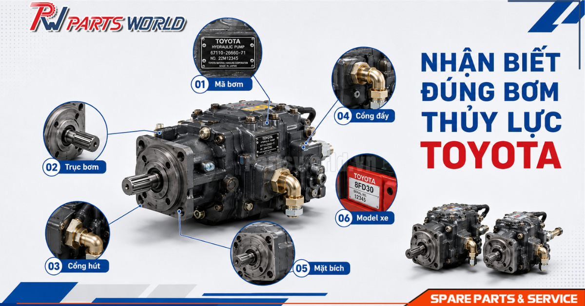 Bơm thủy lực xe nâng Toyota 15 Cách nhận biết đúng bơm thủy lực xe nâng Toyota