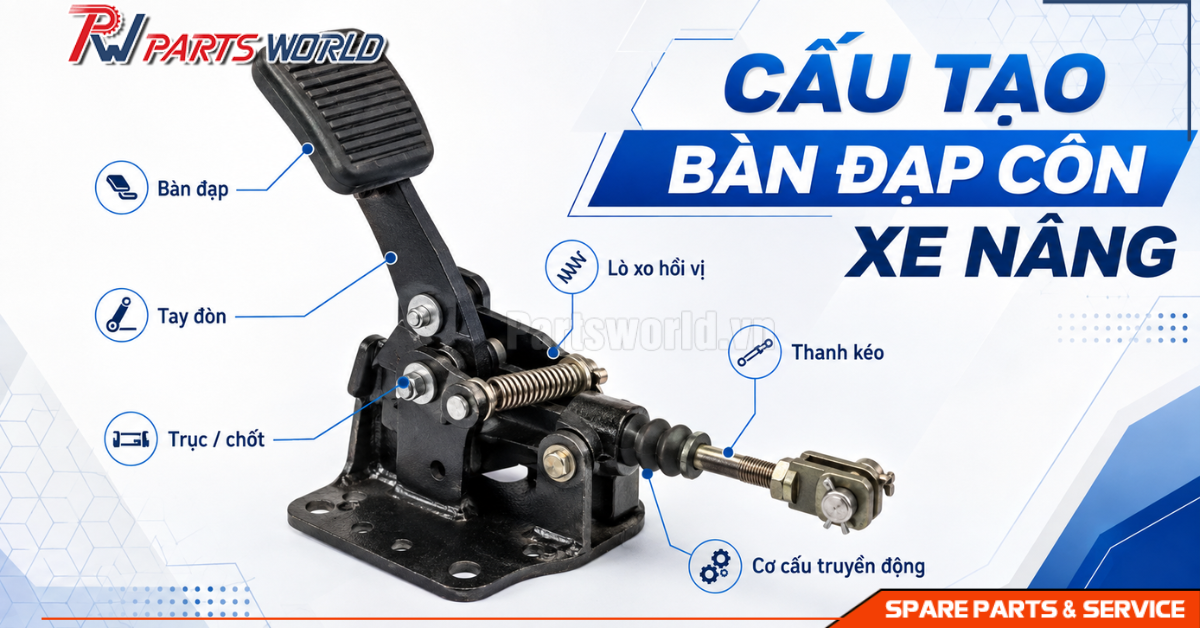 Cấu tạo của bàn đạp côn xe nâng