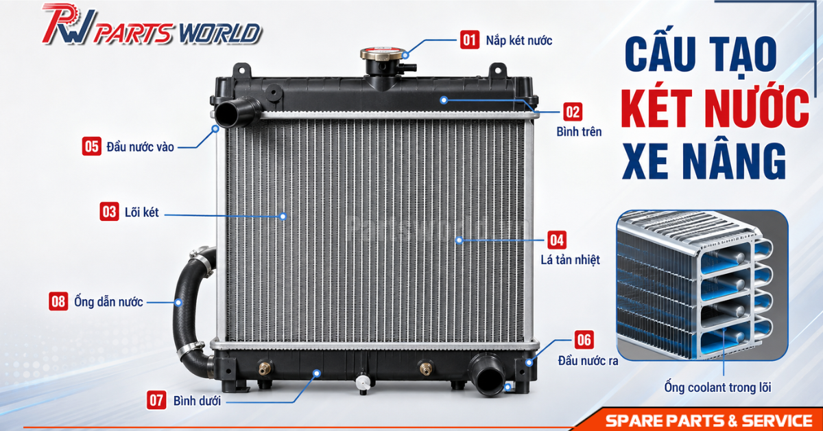 Cấu tạo của két nước xe nâng