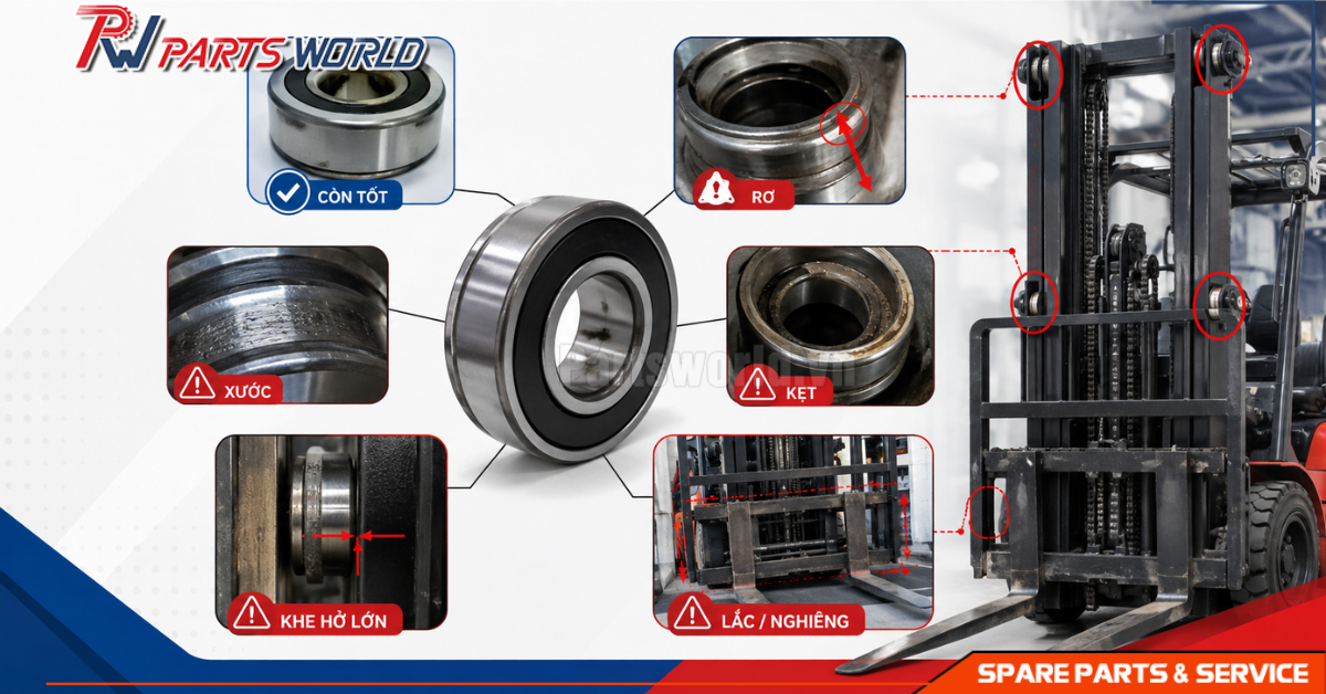 Dấu hiệu bạc đạn khung nâng cần thay
