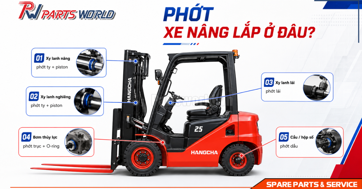 Phớt xe nâng thường được lắp ở đâu