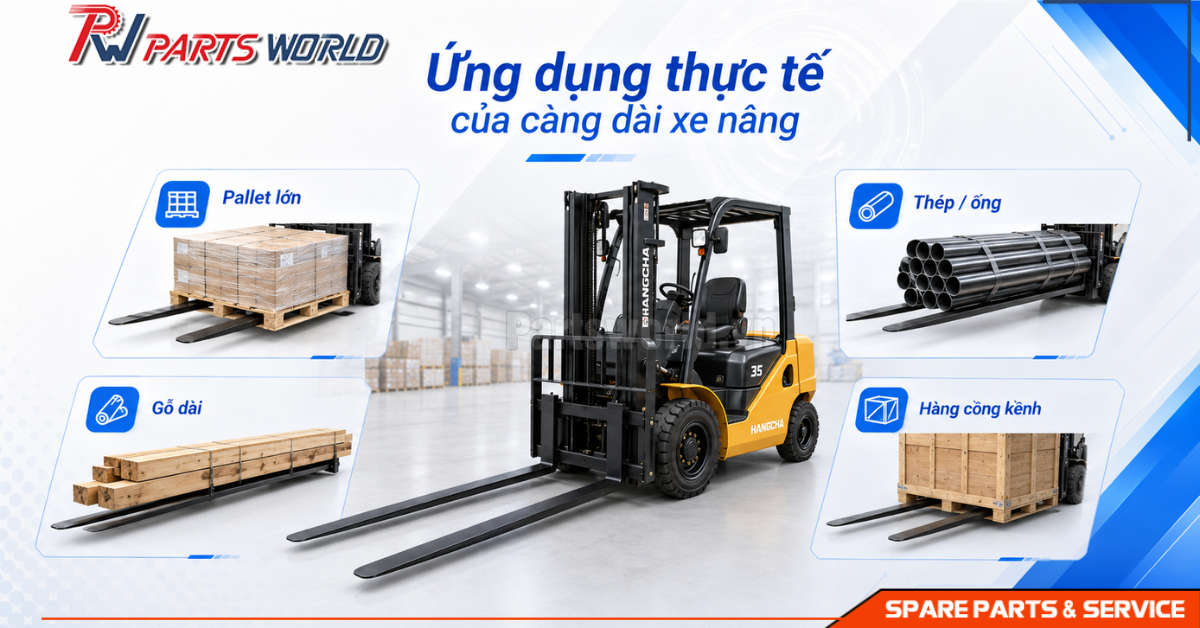 Ứng dụng thực tế của càng dài xe nâng