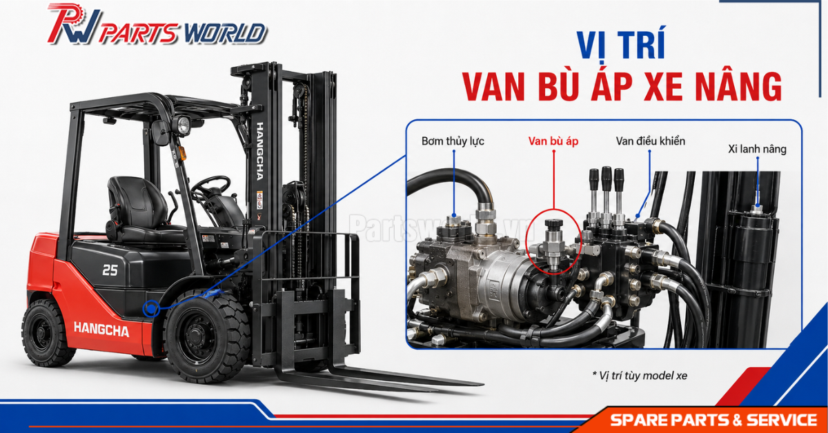 Vị trí của van bù áp xe nâng