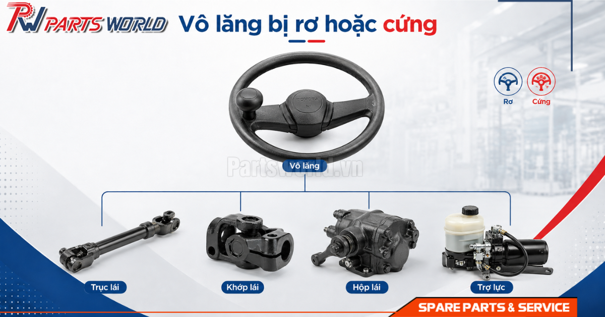 Vô lăng xe nâng bị rơ hoặc cứng nên kiểm tra gì