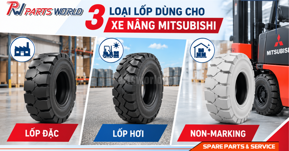 Lốp xe nâng Mitsubishi 17 3 loại lốp dùng cho xe nâng Mitsubishi phổ biến
