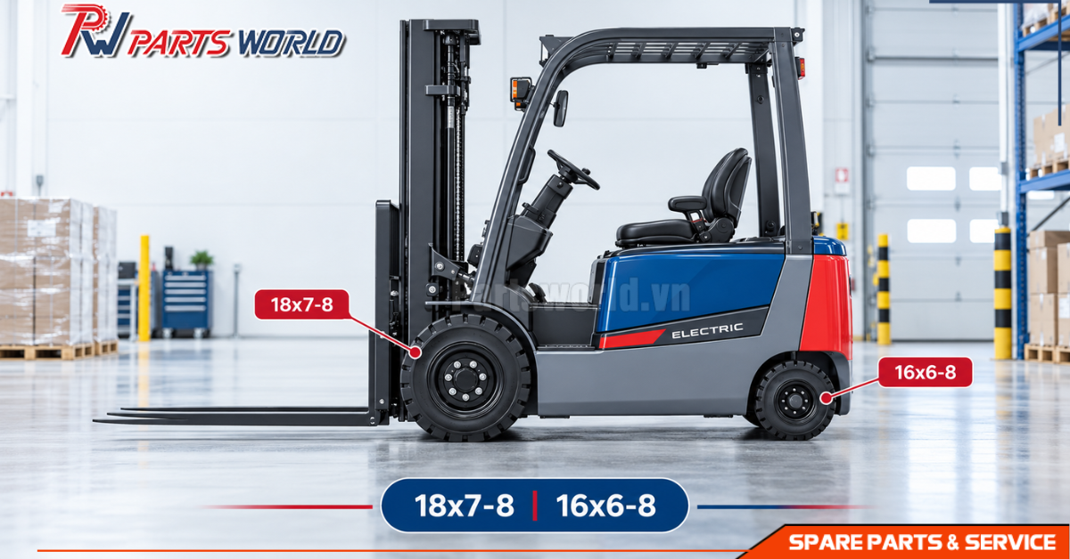 Lốp xe nâng 16x6-8 18 Bộ lốp xe nâng 16x6-8 và 18x7-8