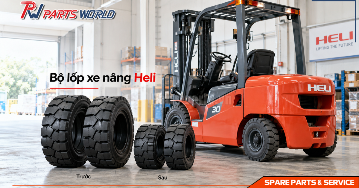 Lốp xe nâng Heli 16 Bộ lốp xe nâng Heli trước - sau hoàn chỉnh