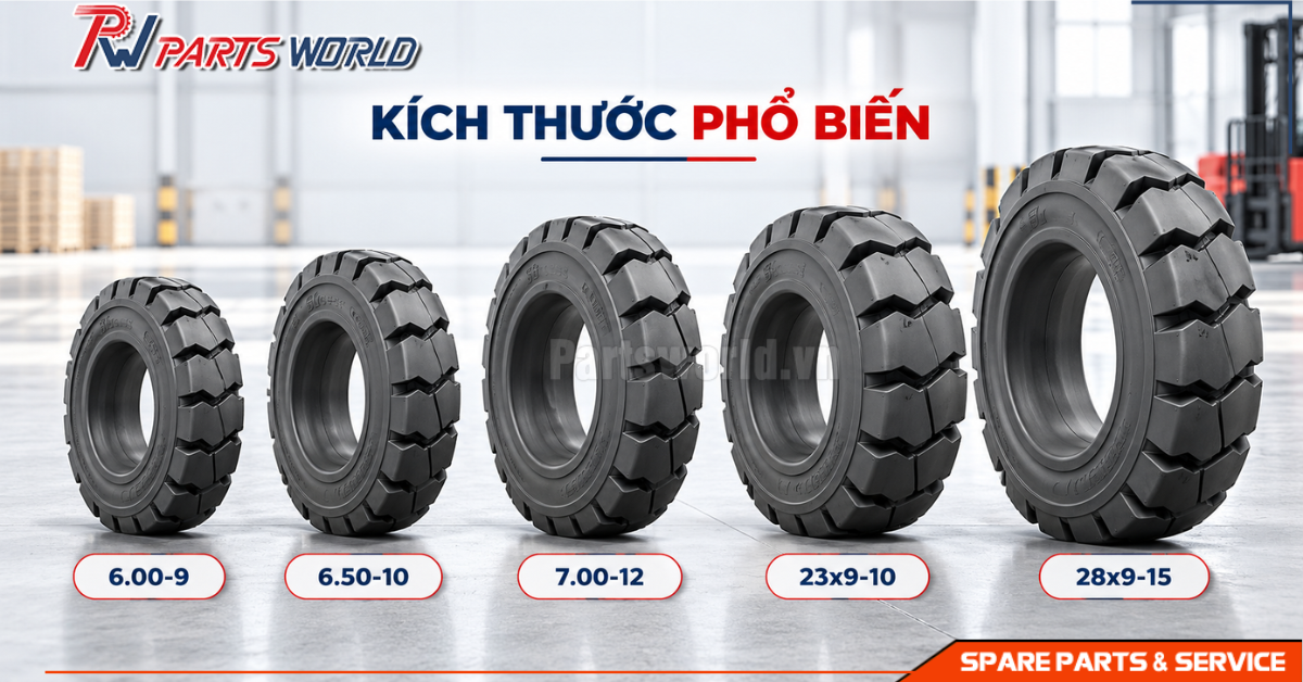 Các kích thước lốp xe nâng Success phổ biến