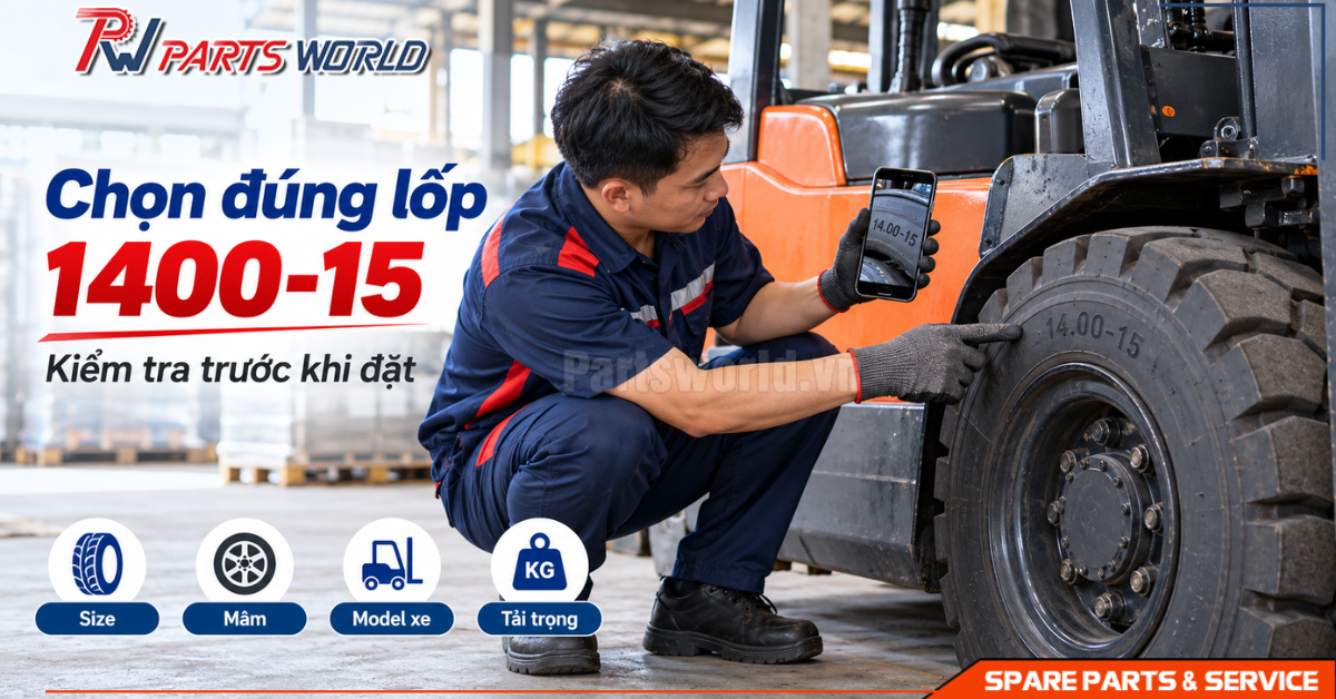 Lốp xe nâng 1400-15 19 Cách chọn đúng lốp xe nâng 1400-15 theo xe và mâm