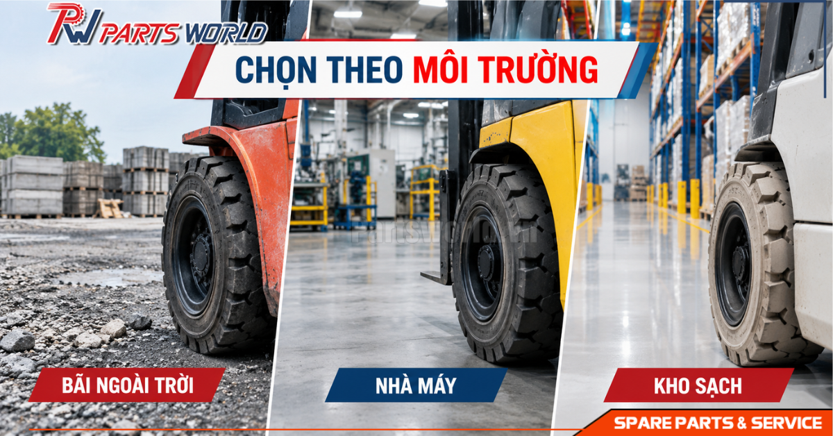 Chọn lốp xe nâng 750-16 theo môi trường làm việc phù hợp