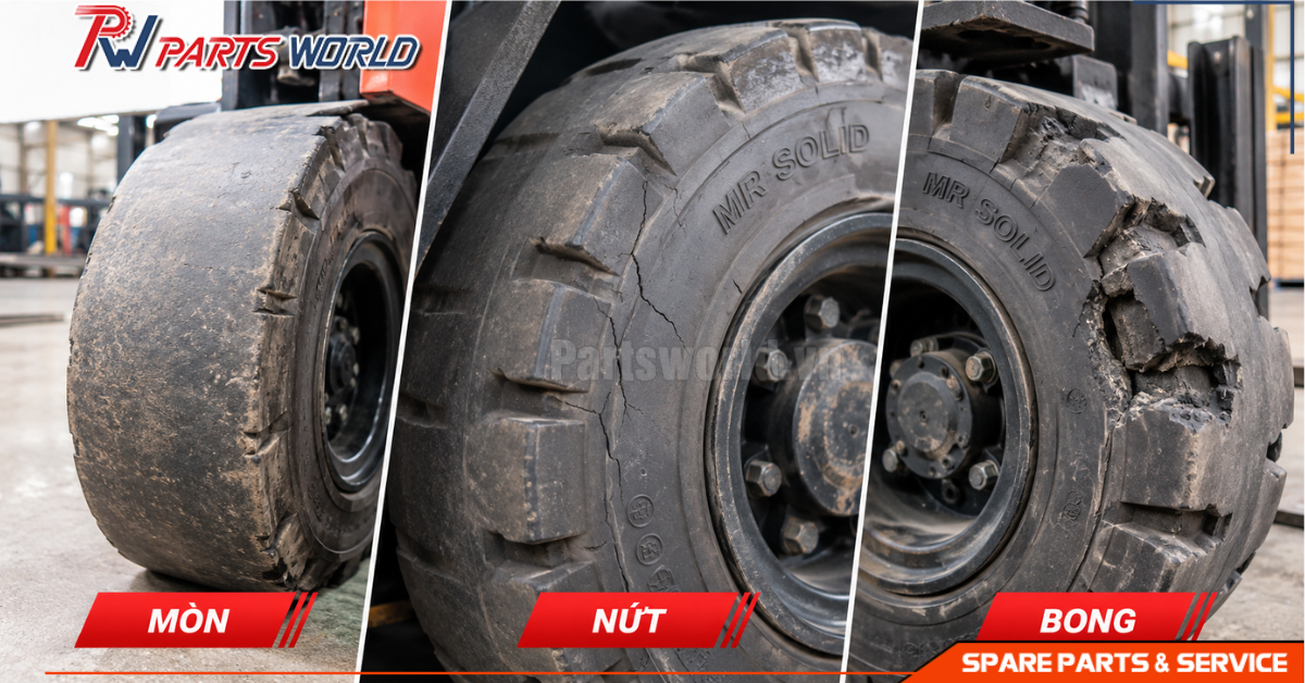 Lốp xe nâng Mr Solid 20 Dấu hiệu thay lốp xe nâng Mr Solid