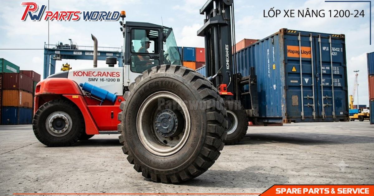 Lốp xe nâng 1200-24 20 Lốp xe nâng 1200-24 thực tế