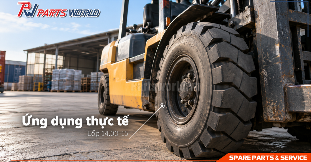 Lốp xe nâng 1400-15 18 Lốp xe nâng 1400-15 lắp trên thiết bị nâng hạ công nghiệp