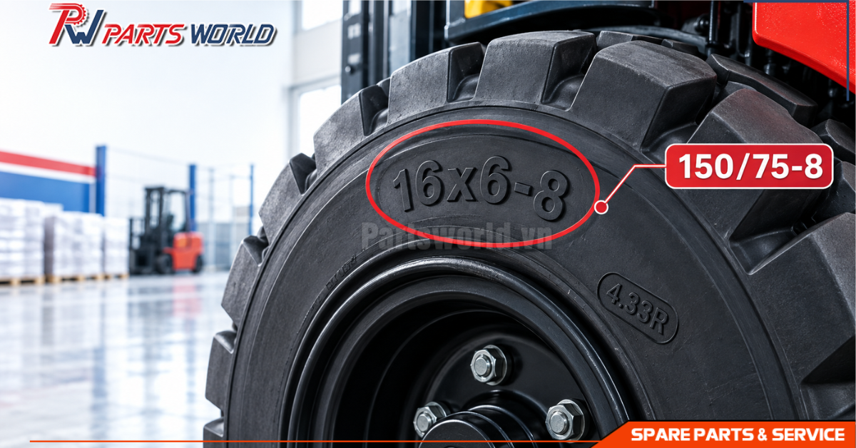 Lốp xe nâng 16x6-8 16 Lốp xe nâng 16x6-8 tương đương 150-75-8