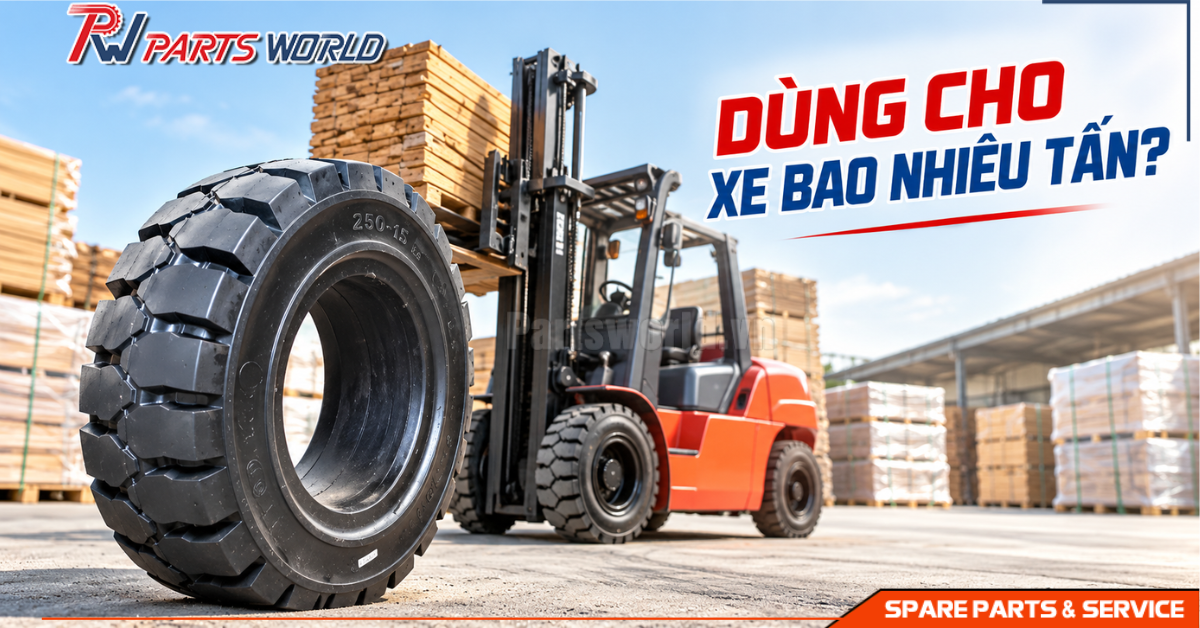 Lốp xe nâng 250-15 dùng cho xe nâng tải bao nhiêu