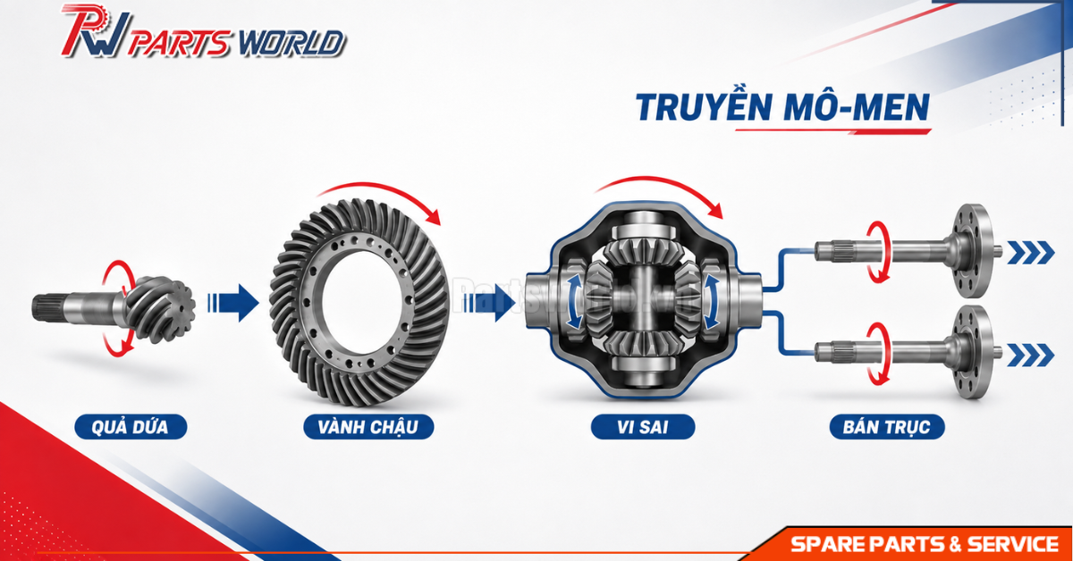 Nguyên lý truyền lực của bánh răng vành chậu