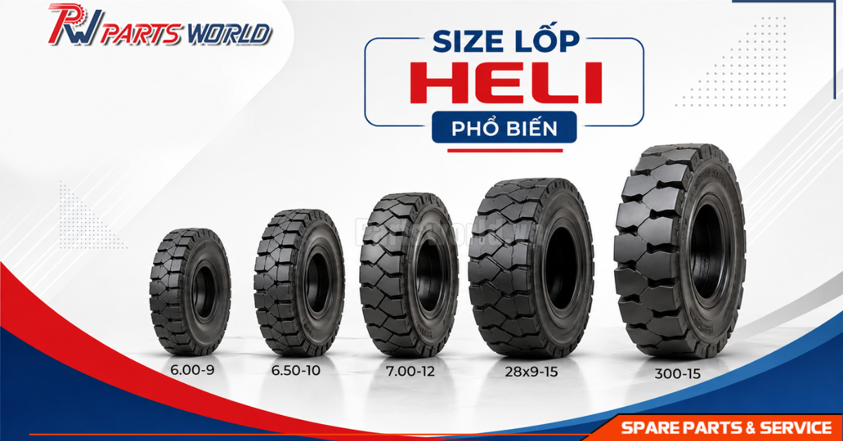 Lốp xe nâng Heli 18 Size lốp xe nâng Heli phổ biến