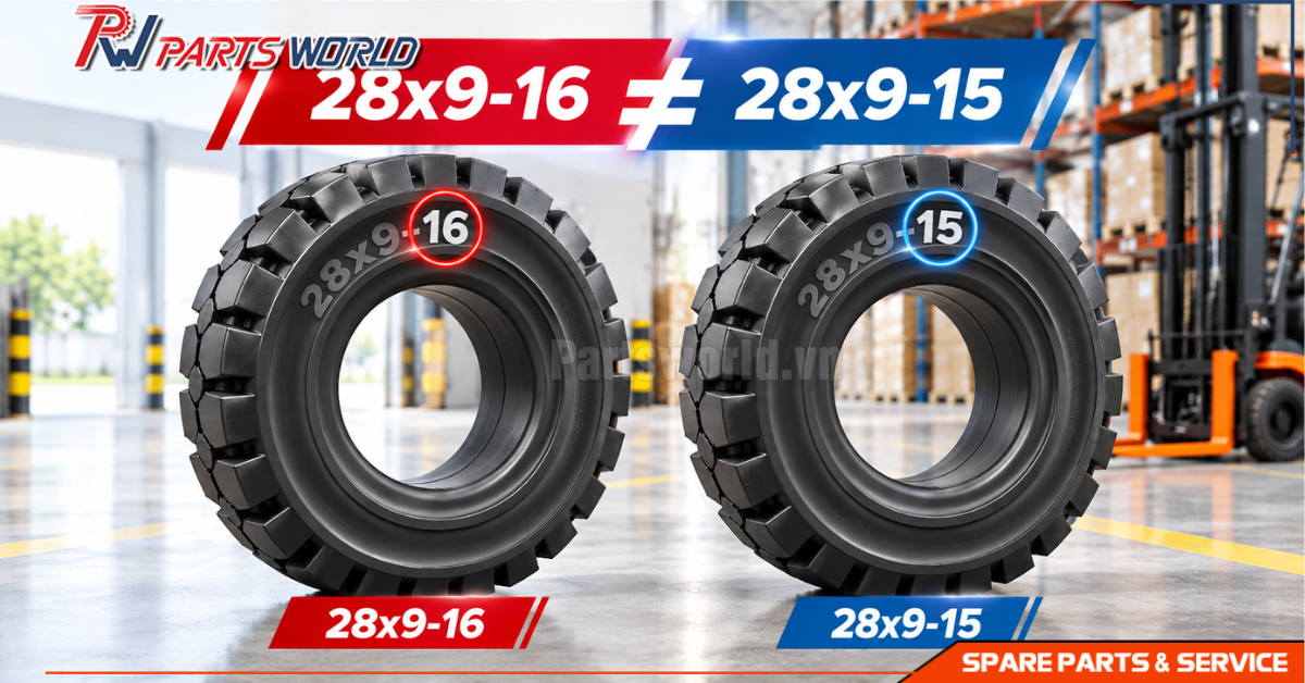 So sánh lốp xe nâng 28x9-16 và 28x9-15