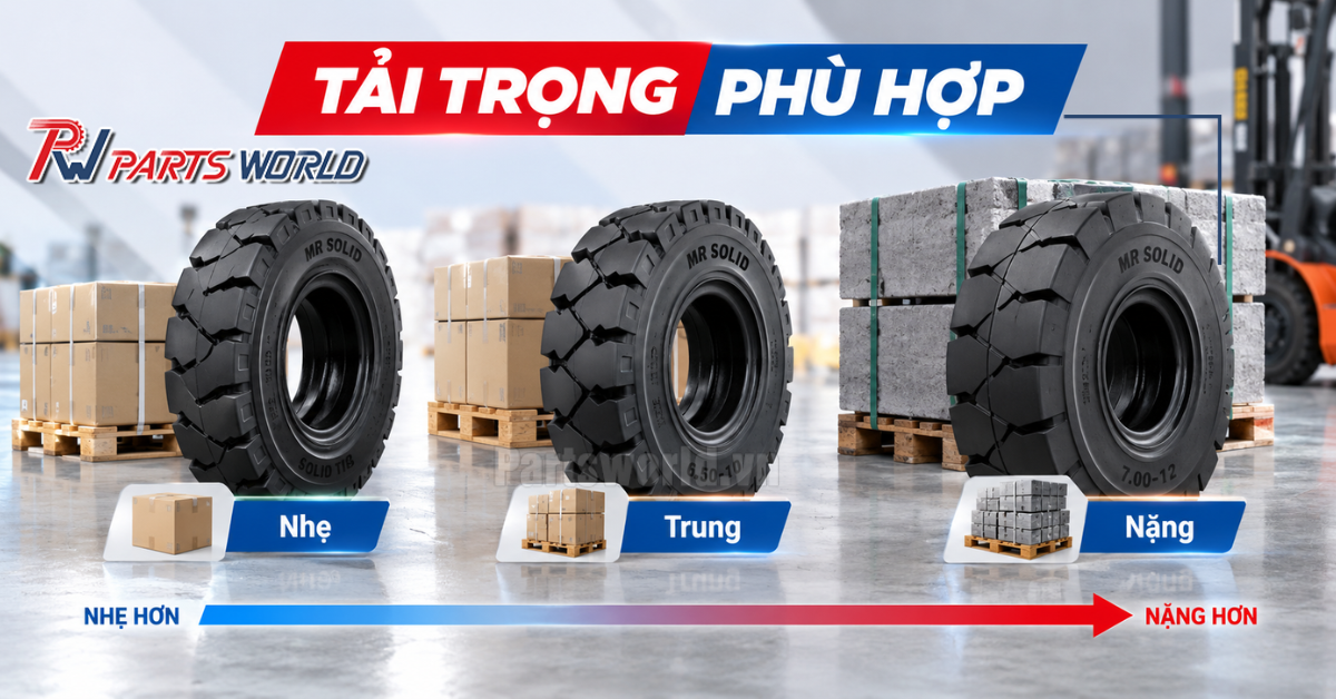Lốp xe nâng Mr Solid 17 Tải trọng lốp xe nâng Mr Solid