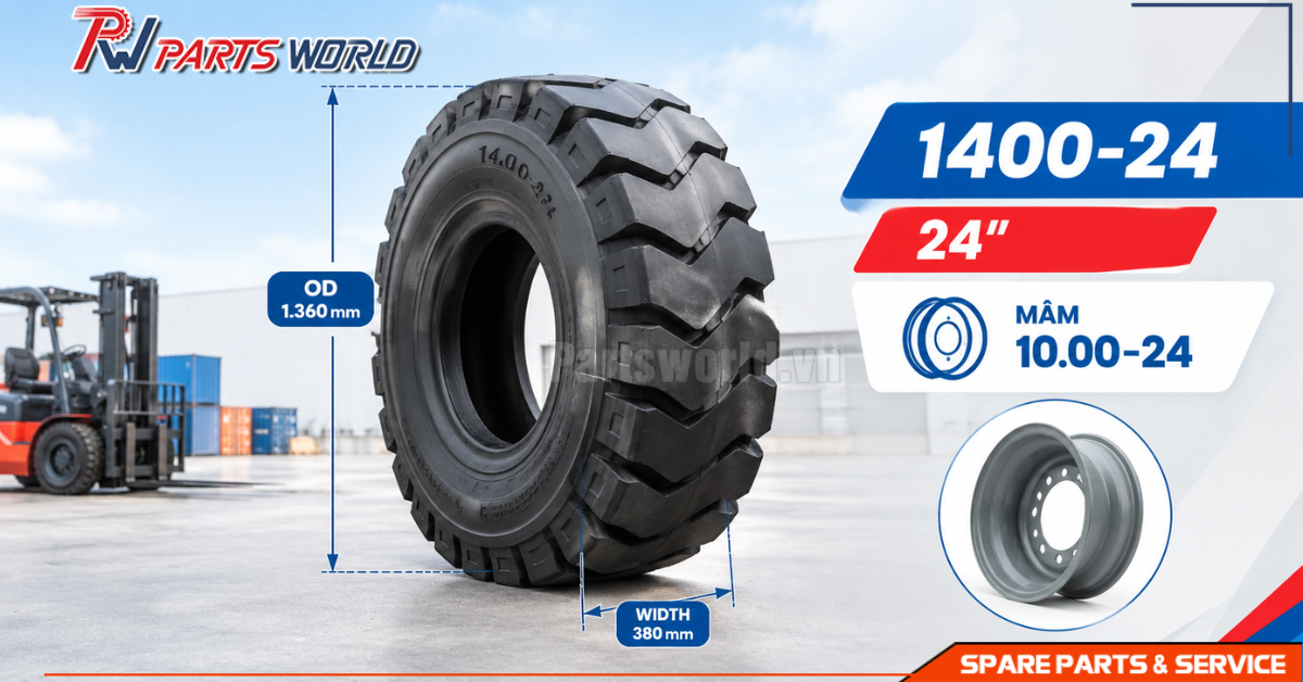 Lốp xe nâng 1400-24 16 Thông số kỹ thuật lốp xe nâng 1400-24
