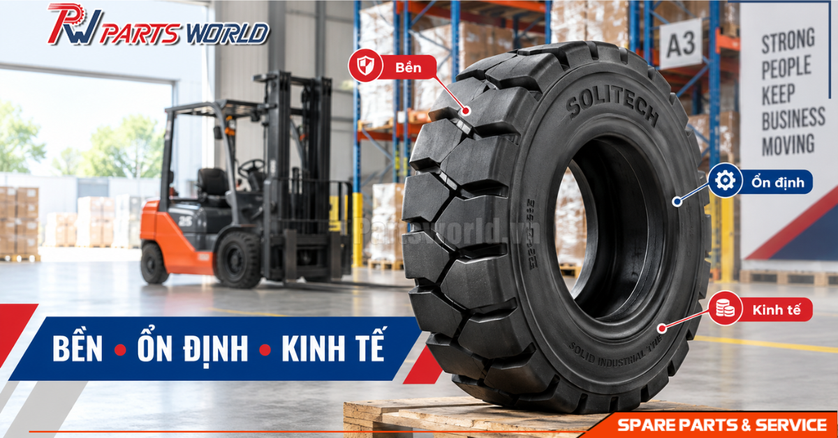 Lốp xe nâng Solitech 18 Ưu điểm lốp xe nâng Solitech