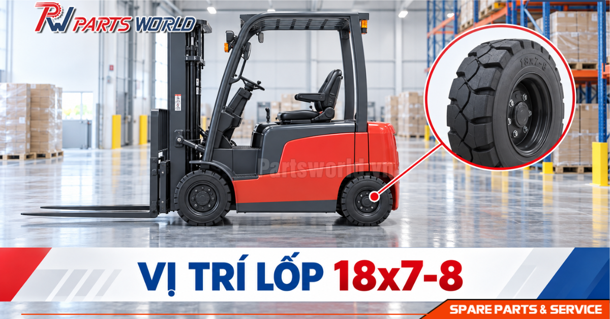 Lốp xe nâng 18x7-8 19 Vị trí lắp lốp xe nâng 18x7-8